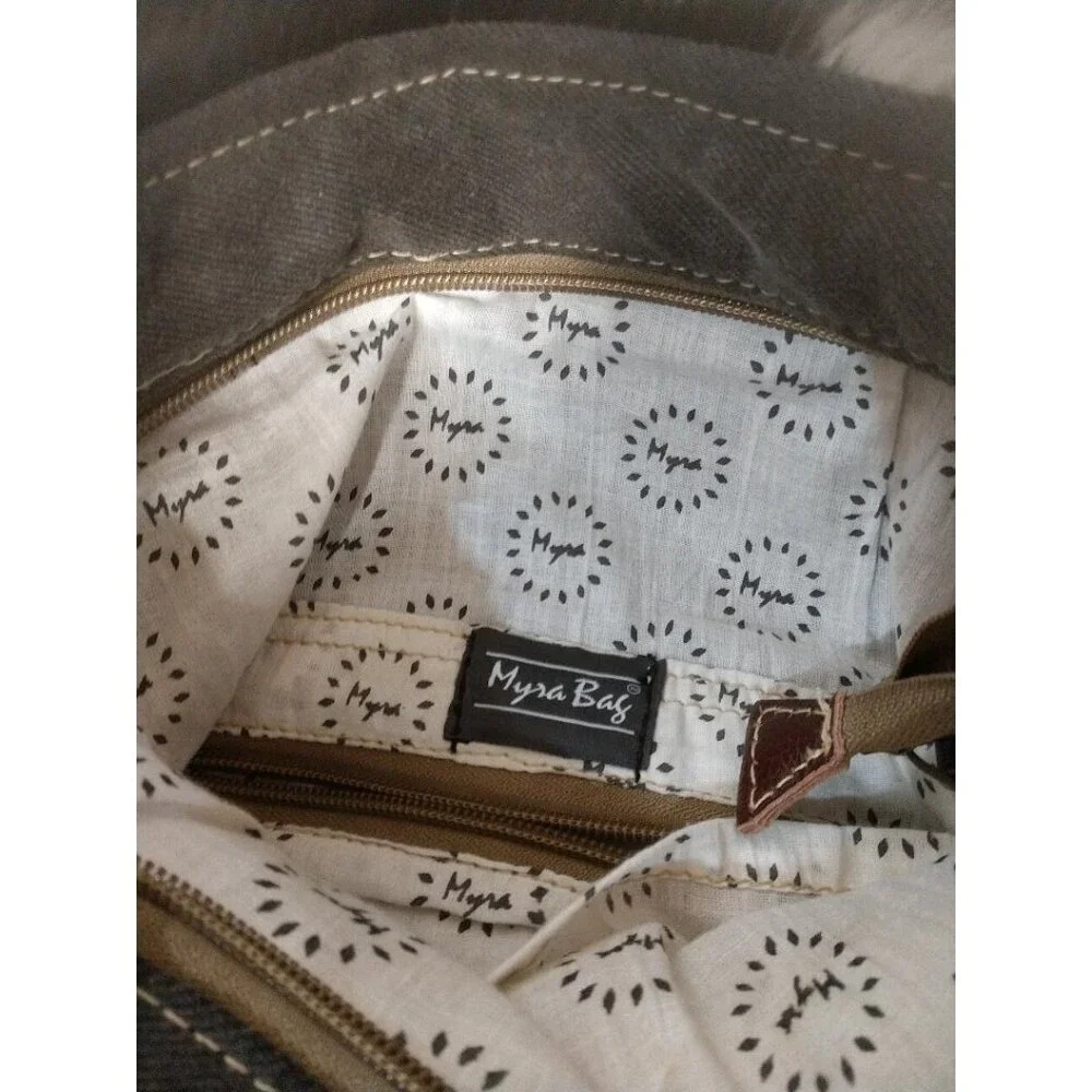 Handcrafted Myra Canvas & Leather Backpack With Ikat Print Cowhide Accent & Adju
